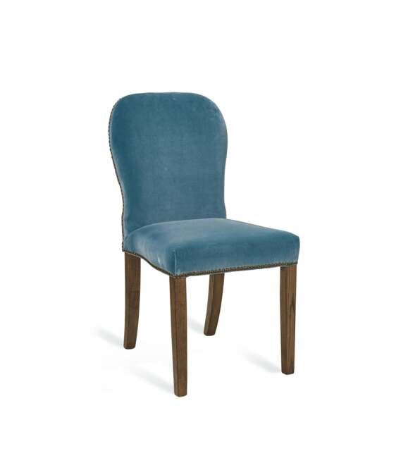OKA, Stafford Velvet Dining Chair - Air Force Blue - Set of Four, BAO Bundle - image 1