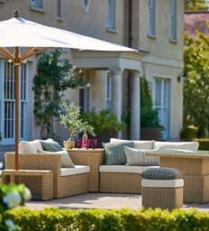 OKA, Carrillo Storage Lounge Dining Set - Natural, Garden Furniture Set