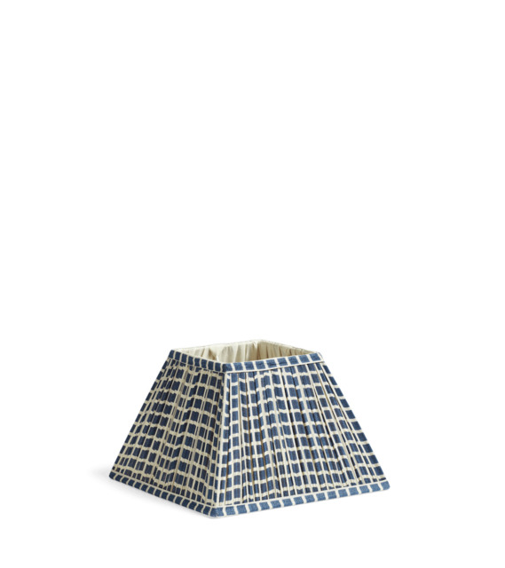 OKA, Avalon Square Lampshade 25cm - Ink Blue, Lampshades, Silk, Geometric
