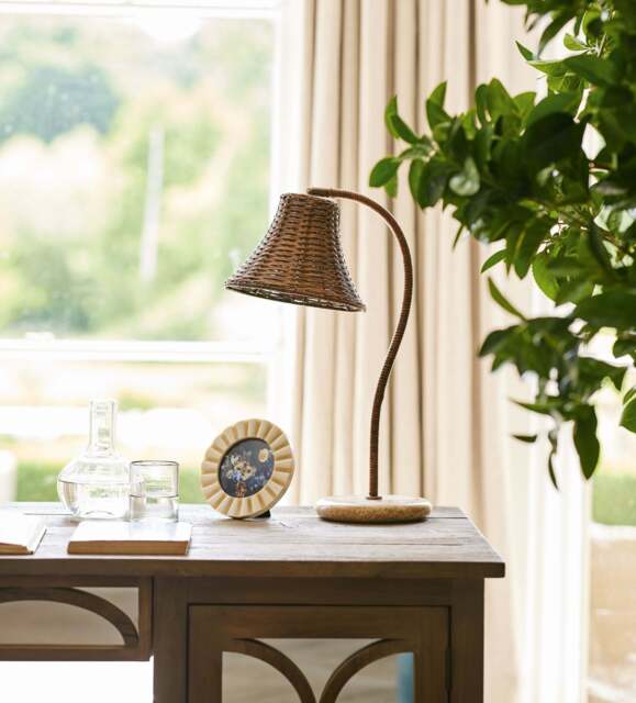 OKA, Sikao Rattan Arc Table Lamp Base - Antique Brown, Table Lamp - image 1