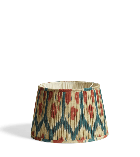 OKA, Amisha Lampshade 35cm - Slate Blue/Gold, Lampshades, Linen, IKAT