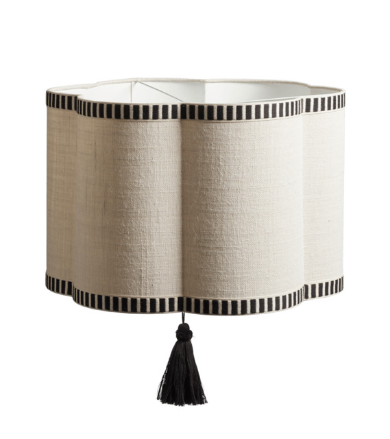 OKA, Asphodel Lampshade 55cm - Ivory/Black, Lampshades, Iron/Jute, Plain