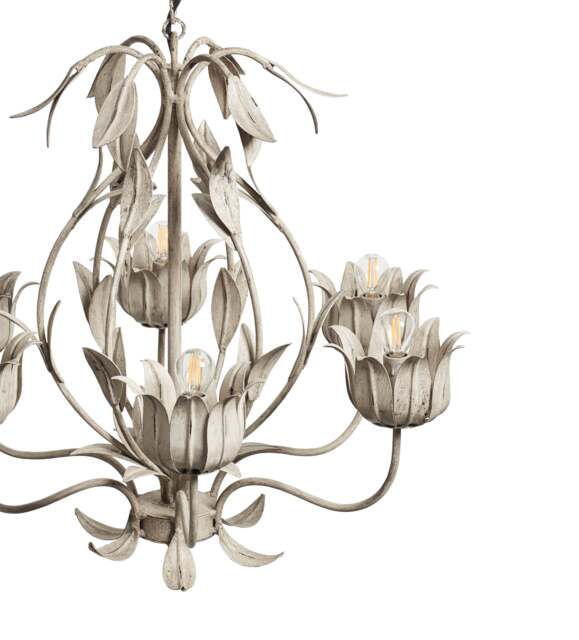 OKA, Thalia Floral Chandelier - Distressed Vellum, Ceiling Light - image 1