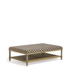 OKA, Gwendolen Serigraph Linen Ottoman - Black/Natural, Ottoman - thumbnail 2