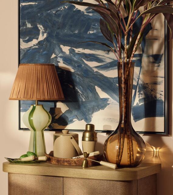 OKA, Eleanor Glass Table Lamp Base - Green, Table Lamps, Glass