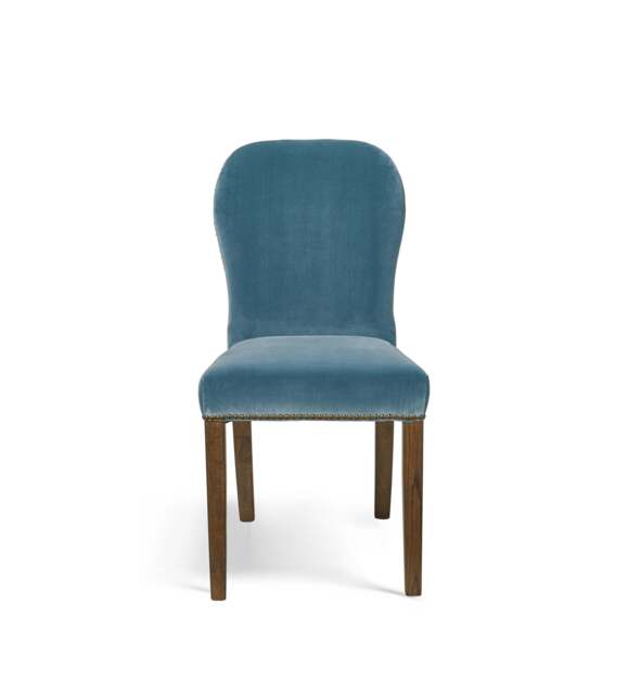 OKA, Stafford Velvet Dining Chair - Air Force Blue, Dining Chair - image 1
