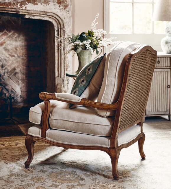 OKA, Chantal French-Style Linen Armchair - Natural, Armchair - image 1
