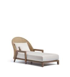 OKA, Shorwell Garden Lounger - Natural Teak, Garden Seating - thumbnail 1