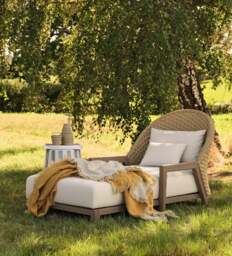 OKA, Shorwell Garden Lounger - Natural Teak, Garden Seating - thumbnail 2