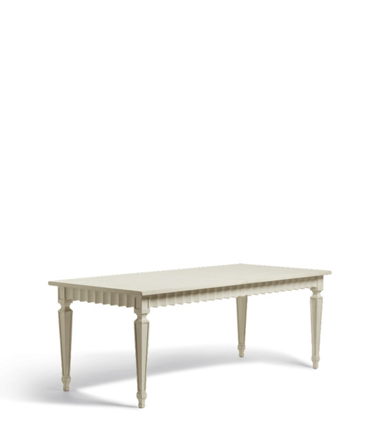 OKA, Ruffelen Extendable Dining Table - Chalk, Dining Tables, Metal,Pine