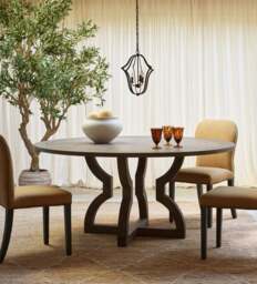 OKA, Kaishu Round Dining Table - Watered Grey, Dining Table