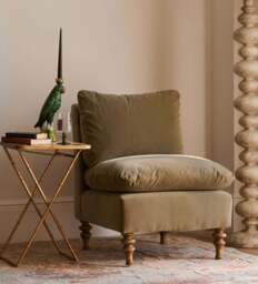 OKA, Rosina Velvet Slipper Chair - Lichen, Armchair - thumbnail 1