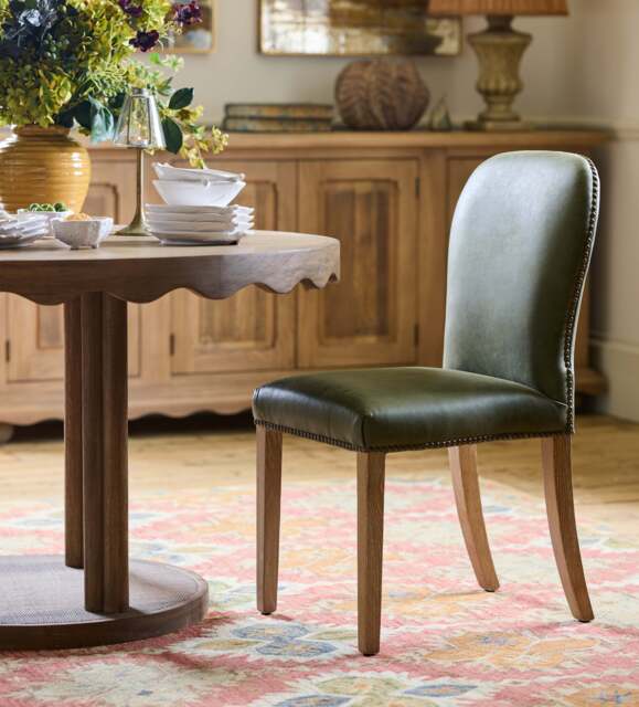 OKA, Stafford Leather Dining Chair - Spruce, Dining Chair - image 1