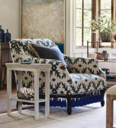 OKA, Tarma Lazaret Cotton Armchair - Midnight Blue/Off-White, Armchair - thumbnail 1