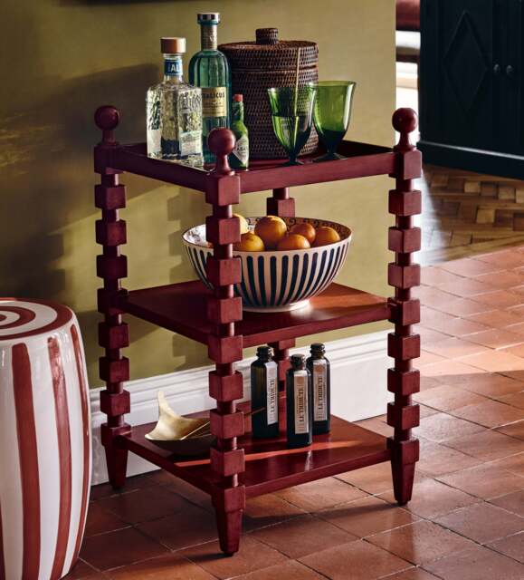 OKA, Huxley Bobbin-Style Side Table - Brushed Red, Side Table - image 1