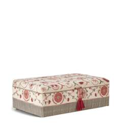 OKA, Sheki Upholstered Storage Ottoman - Charcoal/Venetian Red, Ottoman - thumbnail 2