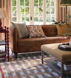 OKA, Abbotsford Leather 3-Seater Sofa - Aged Tobacco, Sofa - thumbnail 1