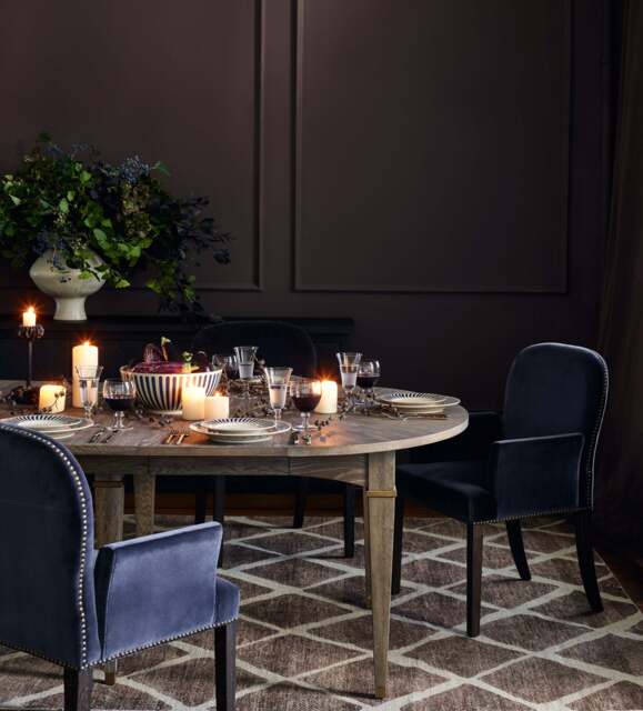OKA, Stafford Velvet Dining Chair with Arms - Truffle, Dining Chair - image 1