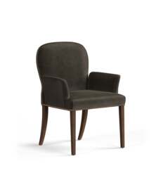 OKA, Stafford Velvet Dining Chair with Arms - Truffle, Dining Chair - thumbnail 2