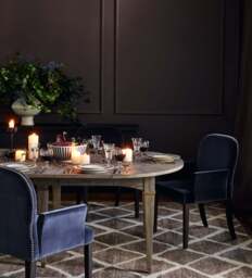 OKA, Stafford Velvet Dining Chair with Arms - Truffle, Dining Chair - thumbnail 1