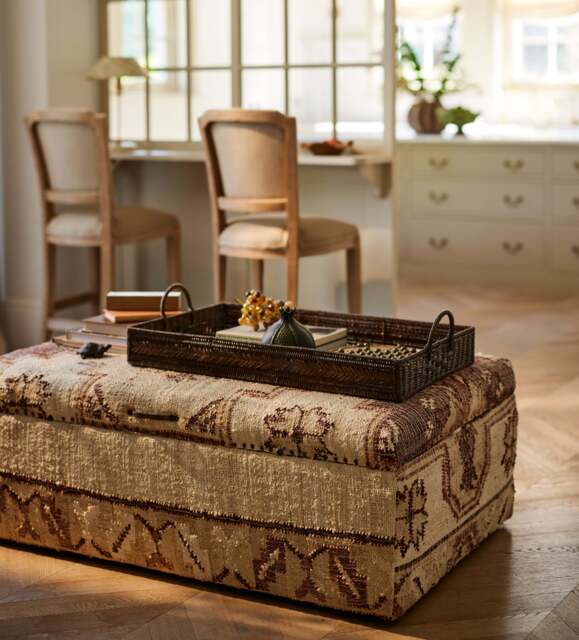 OKA, Leila Upholstered Storage Ottoman - Chestnut, Ottoman - image 1