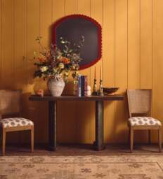 OKA, Ormoy Ocellus Linen Dining Chair - Blue/Natural, Dining Chair - thumbnail 1
