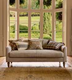 OKA, Pippo Stripe Linen 3-Seater Sofa - Sapphire, Sofa - thumbnail 1