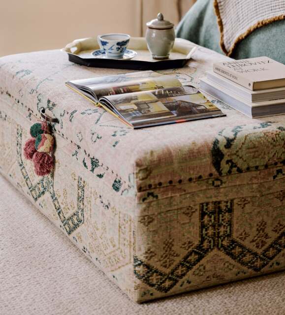 OKA, Elsdon Upholstered Storage Ottoman - Washed Rose, Ottoman - image 1