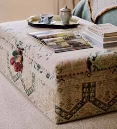 OKA, Elsdon Upholstered Storage Ottoman - Washed Rose, Ottoman