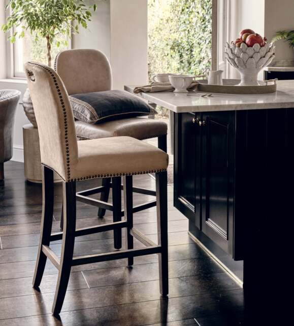 OKA, Stafford Leather Bar Stool - China Clay, Bar Stool - image 1
