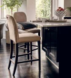 OKA, Stafford Leather Bar Stool - China Clay, Bar Stool - thumbnail 1