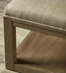OKA, Glin Linen Ottoman - Wild Oats Wide Herringbone, Ottoman