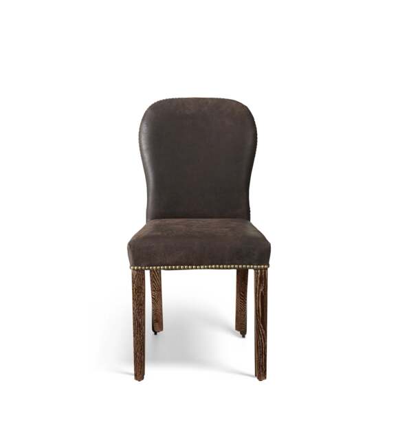 OKA, Stafford Leather Dining Chair - Aged Truffle, Dining Chair - image 1