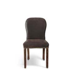 OKA, Stafford Leather Dining Chair - Aged Truffle, Dining Chair - thumbnail 1