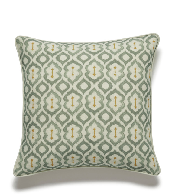 OKA, Borrayo Dash Cushion Cover - Sage, Cushion Covers, Cotton/Linen, Damasque/Geometric