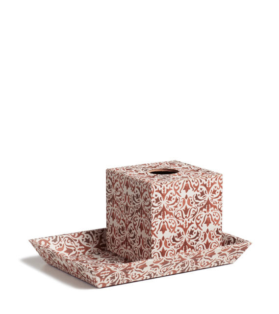OKA, Nassau Tissue Box and Tray - Washed Rust, Storage Boxes, Canvas/MDF Wood