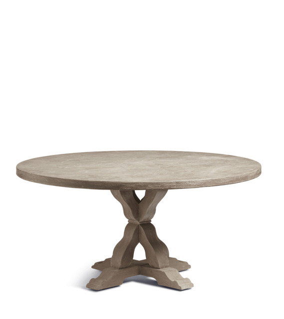 OKA, Round Conisbrough Indoor/Outdoor Dining Table - Grey, Dining Tables, Plywood,Resin