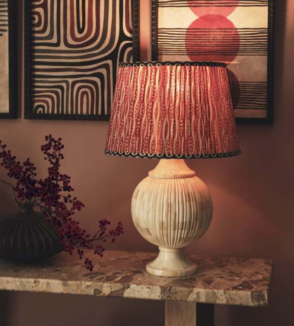 OKA, Roa Silk Pleated Lampshade 35cm - Vermillion Red, Lampshade - image 1
