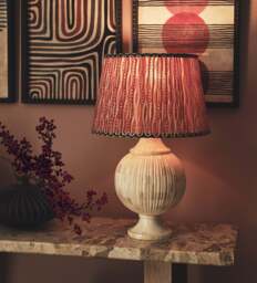 OKA, Roa Silk Pleated Lampshade 35cm - Vermillion Red, Lampshade