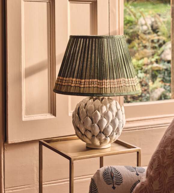 OKA, Longshan Silk Pleated Lampshade 35cm - Grey Green, Lampshade - image 1