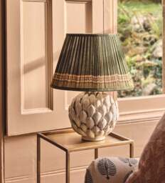 OKA, Longshan Silk Pleated Lampshade 35cm - Grey Green, Lampshade - thumbnail 1