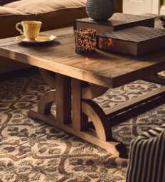 OKA, Tempus Coffee Table - Natural Recycled Elm, Coffee Table