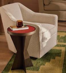 OKA, George Bouclé Swivel Armchair - Almond, Armchair - thumbnail 1