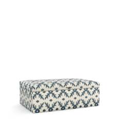 OKA, Lazaret Upholstered Storage Ottoman - Midnight Blue/Off-White, Ottoman - thumbnail 2