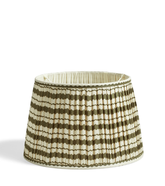 OKA, Hurley Lampshade 45cm - Green/Natural, Lampshades, Silk, Striped