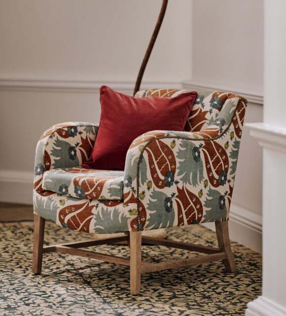 OKA, Nomeko Hidaya Linen Armchair - Blood Orange/Blue, Armchair - image 1
