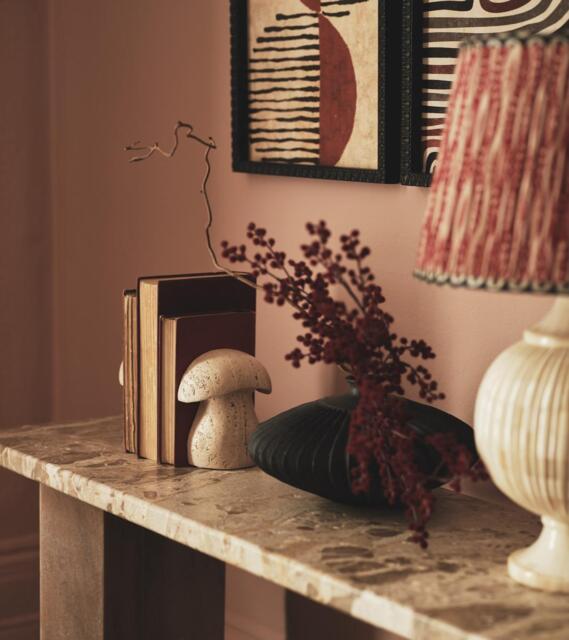 OKA, Pair of Muscaria Mushroom Bookends - Travertine, Bookends, Stoneware