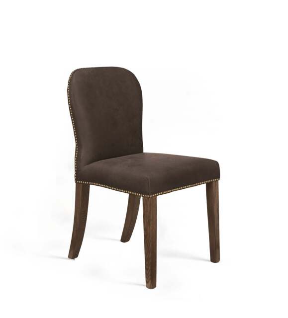 OKA, Stafford Leather Dining Chair - Aged Truffle - Set of Four, BAO Bundle - image 1