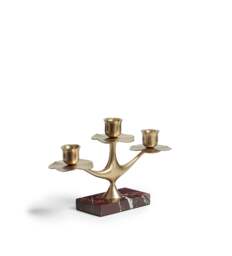 OKA, Nymphaea Marble Candle Holder - Antique Brass, Candle Holder