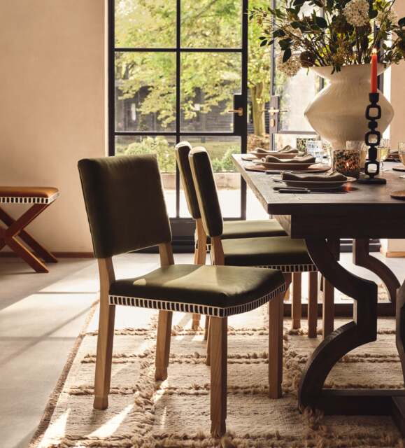 OKA, Abbey Velvet Dining Chair - Spruce, Dining Chair - image 1
